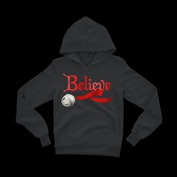 Believe Jingle Bell  Premium Youth Hoodie - Black